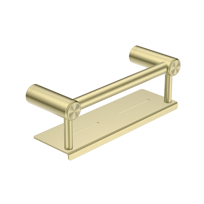 Mecca Care 25mm Grab Rail With Shelf 300mm Brushed Gold