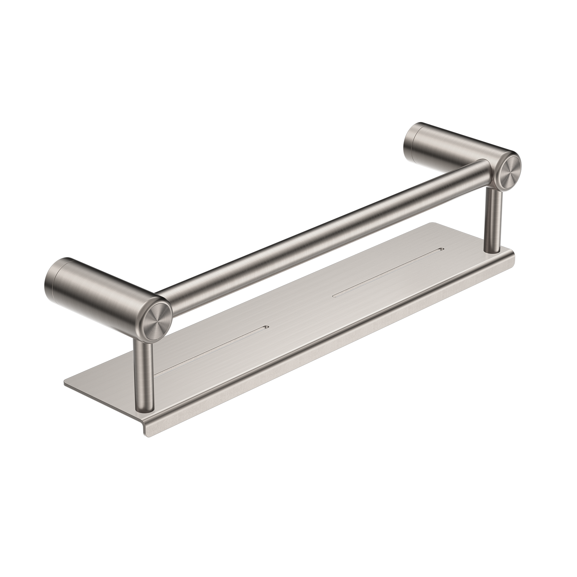 Mecca Care 25mm Grab Rail With Shelf 450mm Brushed Nickel