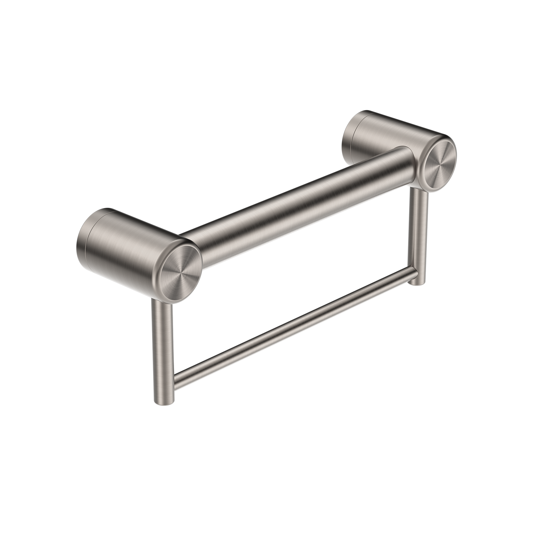 Mecca Care 32mm Grab Rail With Towel Holder 300mm Brushed Nickel