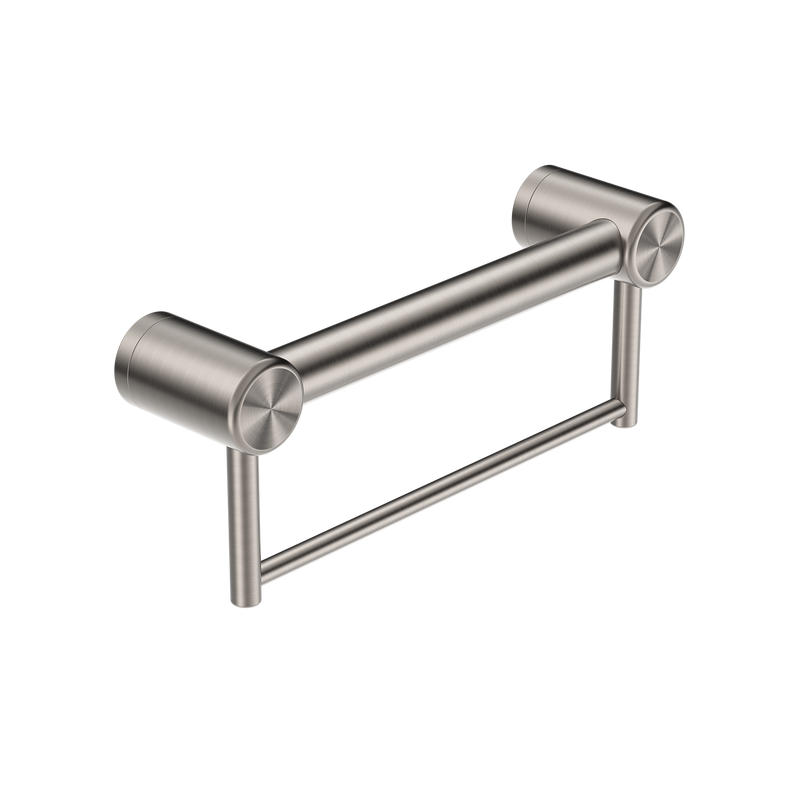 Mecca Care 32mm Grab Rail With Towel Holder 300mm Brushed Nickel