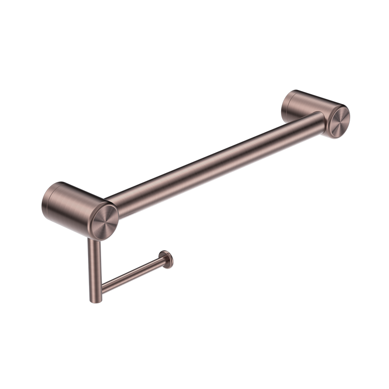 Mecca Care 32mm Grab Rail With Toilet Roll Holder 450mm Brushed Bronze