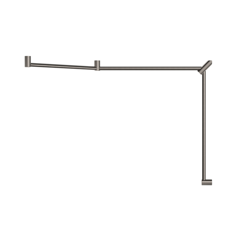 Mecca Care 32mm DDA Accessible Toilet Grab Rail Set 45 Degree Continuous 750X965X1025mm Brushed Nickel
