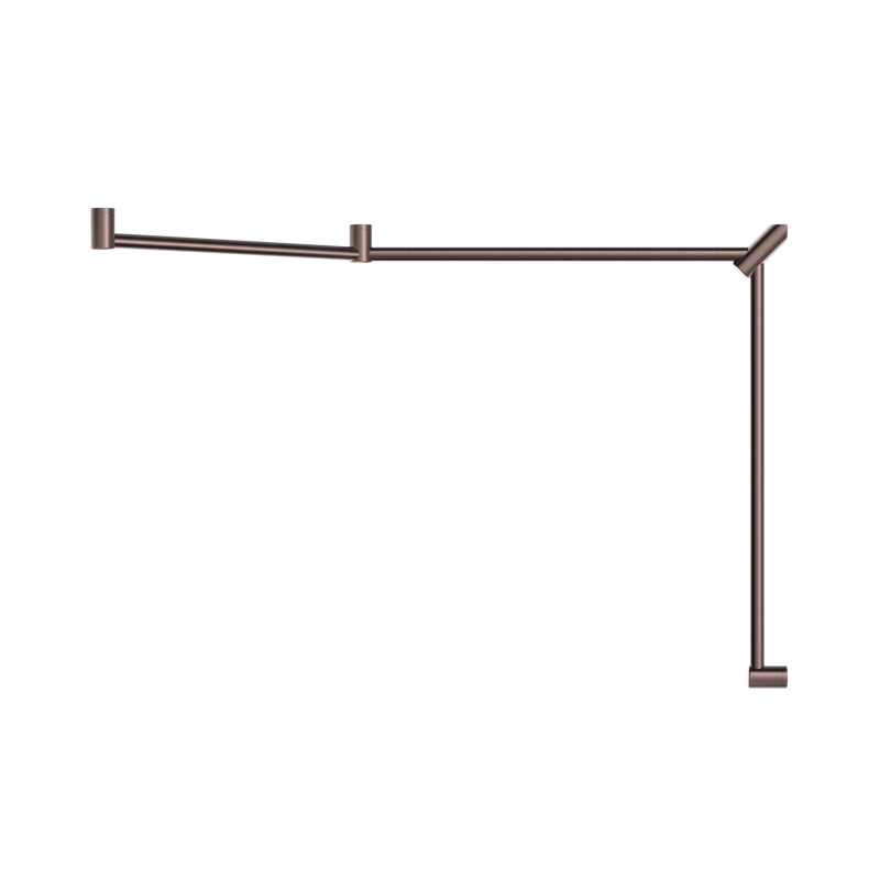 Mecca Care 32mm DDA Accessible Toilet Grab Rail Set 45 Degree Continuous 750X965X1025mm Brushed Bronze