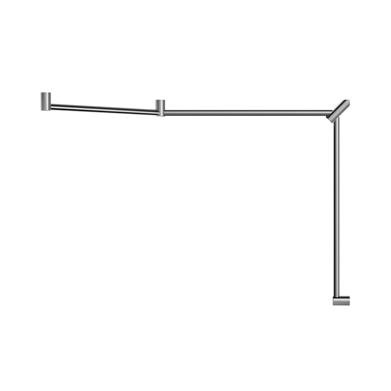 Mecca Care 32mm DDA Accessible Toilet Grab Rail Set 45 Degree Continuous 750X965X1025mm Chrome