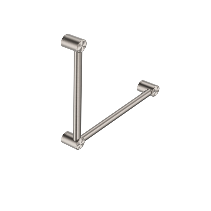Mecca Care 32mm Ambulant Toilet Grab Rail 90 Degree 450X450mm Brushed Nickel