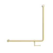 Mecca Care 32mm 90 Degree NZ4121 Accessible Toilet Grab Rail 750X750mm With Toilet Roll Holder Brushed Gold