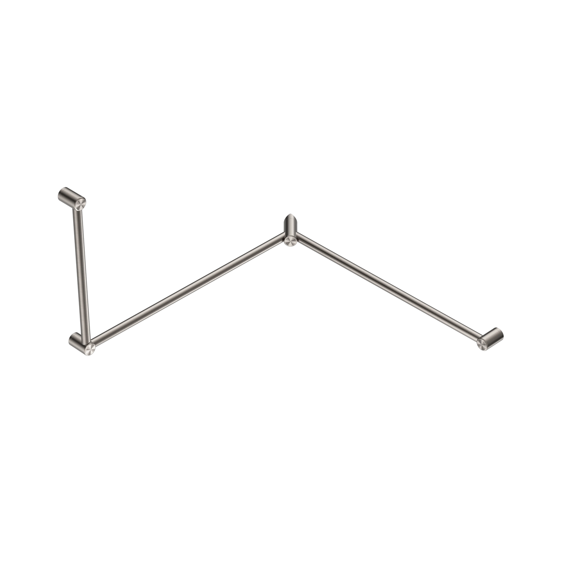 Mecca Care 32mm DDA Accessible Toilet Grab Rail Set 90 Degree Continuous 600X1065X1025mm Brushed Nickel