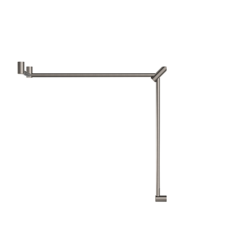 Mecca Care 32mm DDA Accessible Toilet Grab Rail Set 90 Degree Continuous 600X1065X1025mm Brushed Nickel