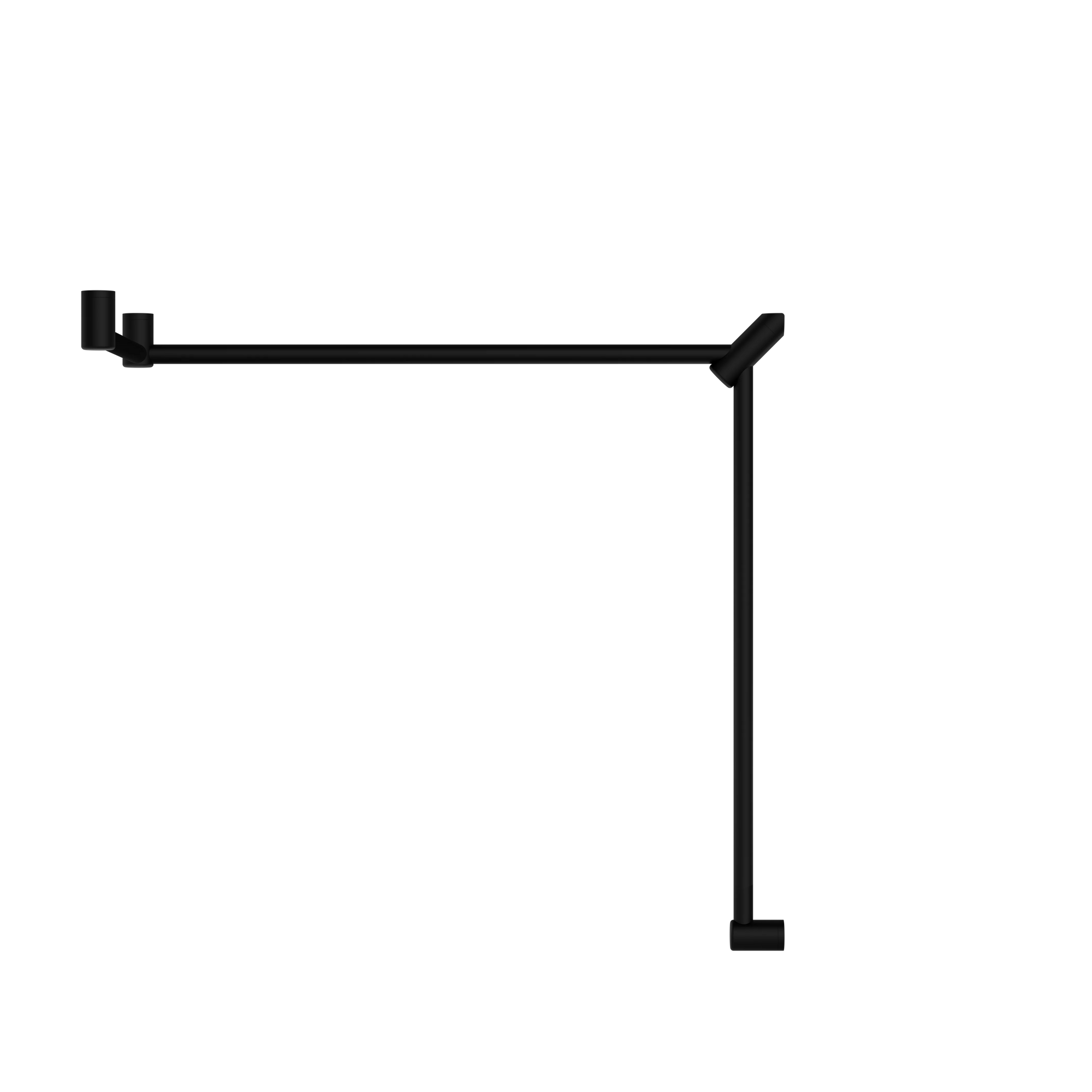 Mecca Care 32mm DDA Accessible Toilet Grab Rail Set 90 Degree Continuous 600X1065X1025mm Matte Black