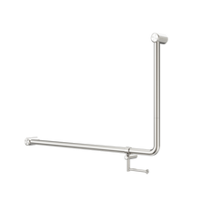 Mecca Care 32mm DDA Accessible Toilet 90 Degree Bent Tube Grab Rail 600X1000mm With Toilet Roll Holder Brushed Nickel