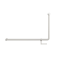 Mecca Care 32mm DDA Accessible Toilet 90 Degree Bent Tube Grab Rail 600X1000mm With Toilet Roll Holder Brushed Nickel