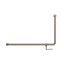 Mecca Care 32mm DDA Accessible Toilet 90 Degree Bent Tube Grab Rail 600X1000mm With Toilet Roll Holder Brushed Bronze