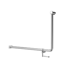 Mecca Care 32mm DDA Accessible Toilet 90 Degree Bent Tube Grab Rail 600X1000mm With Toilet Roll Holder Chrome