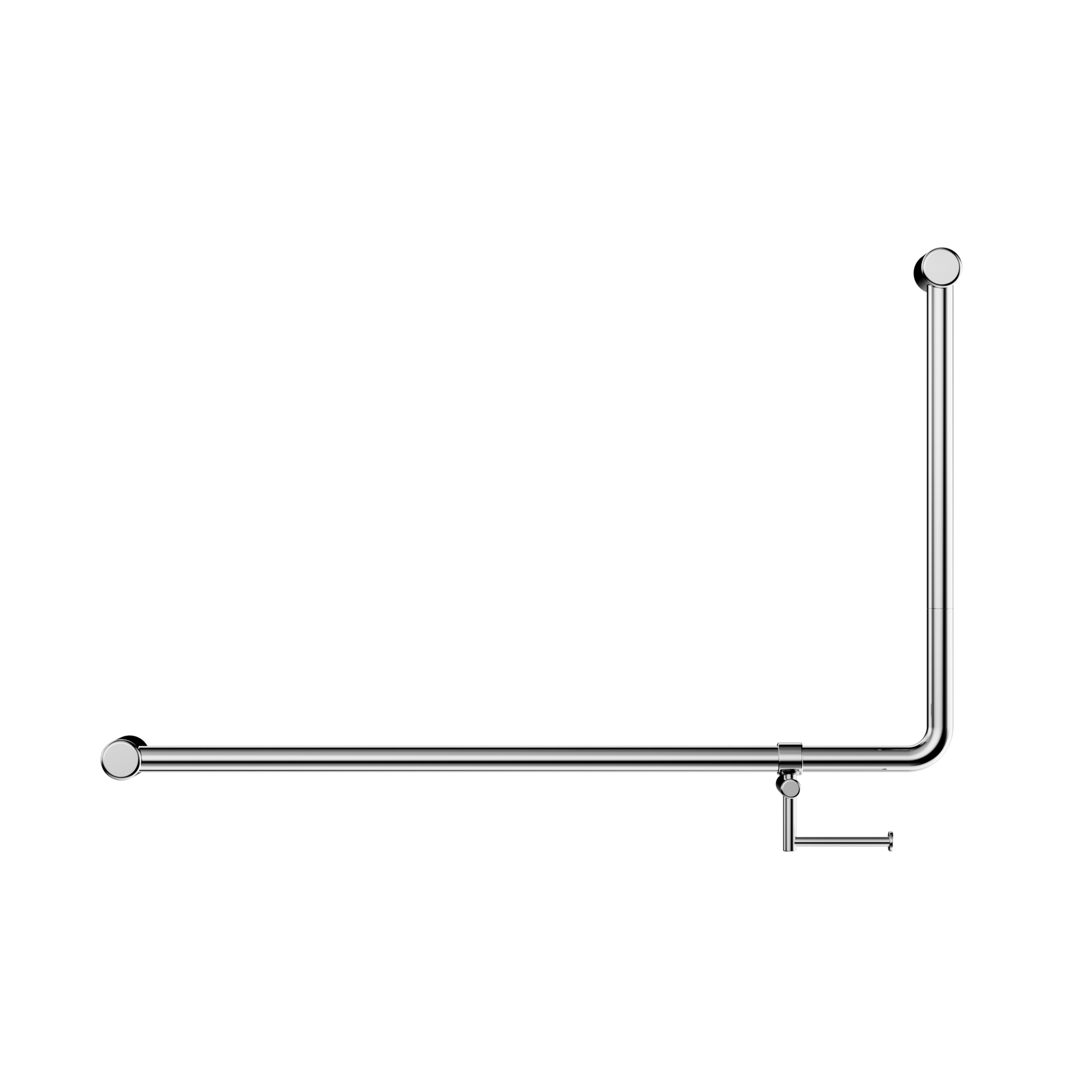 Mecca Care 32mm DDA Accessible Toilet 90 Degree Bent Tube Grab Rail 600X1000mm With Toilet Roll Holder Chrome