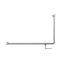 Mecca Care 32mm DDA Accessible Toilet 90 Degree Bent Tube Grab Rail 600X1000mm With Toilet Roll Holder Chrome