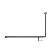 Mecca Care 32mm DDA Accessible Toilet 90 Degree Bent Tube Grab Rail 600X1000mm With Toilet Roll Holder Gun Metal