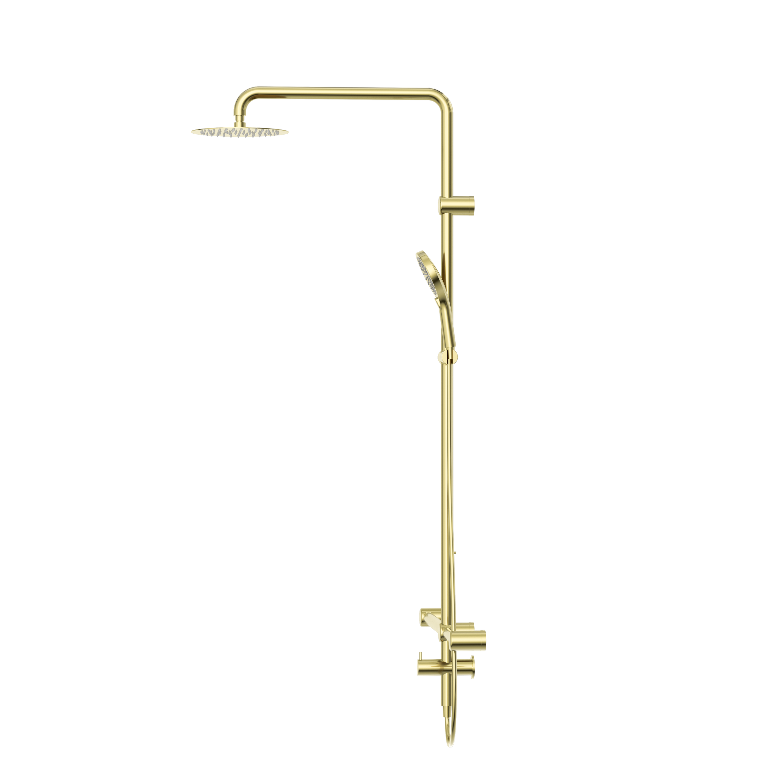 Mecca Care 32mm T Bar Grab Rail 1100x750mm Twin Shower Set Brushed Gold