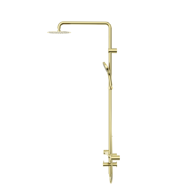 Mecca Care 32mm T Bar Grab Rail 1100x750mm Twin Shower Set Brushed Gold