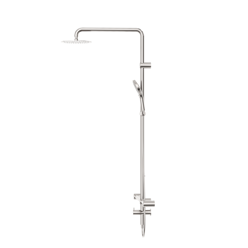 Mecca Care 32mm T Bar Grab Rail 1100x750mm Twin Shower Set Brushed Nickel