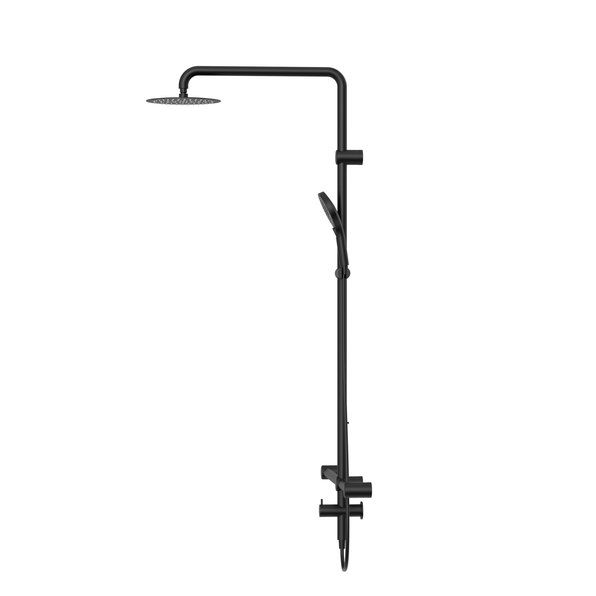 Mecca Care 32mm T Bar Grab Rail 1100x750mm Twin Shower Set Matte Black