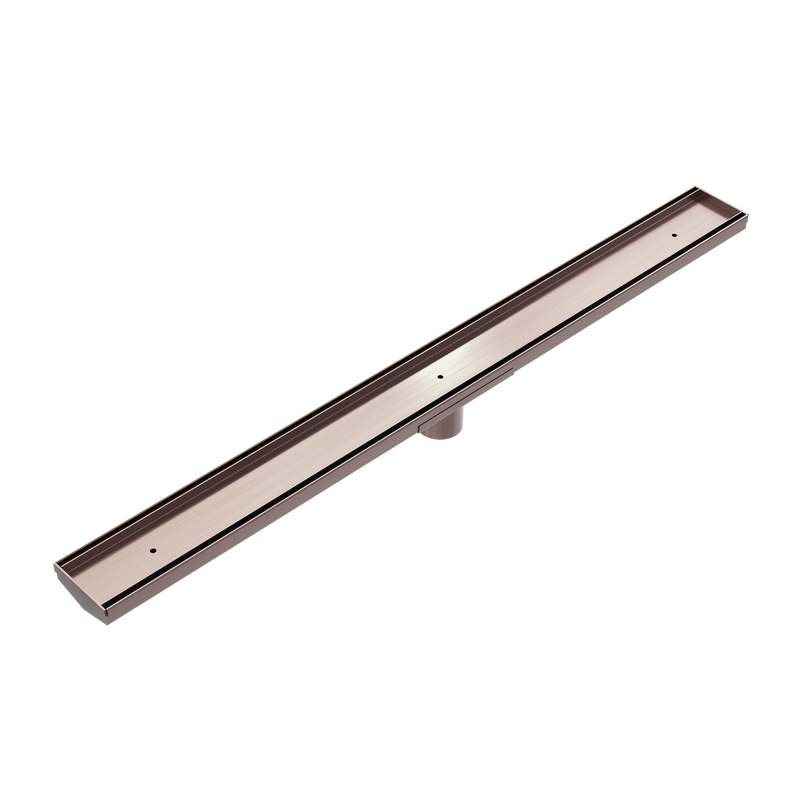 Tile Insert V Channel 900x82mm Floor Grate 50mm Outlet Brushed Bronze