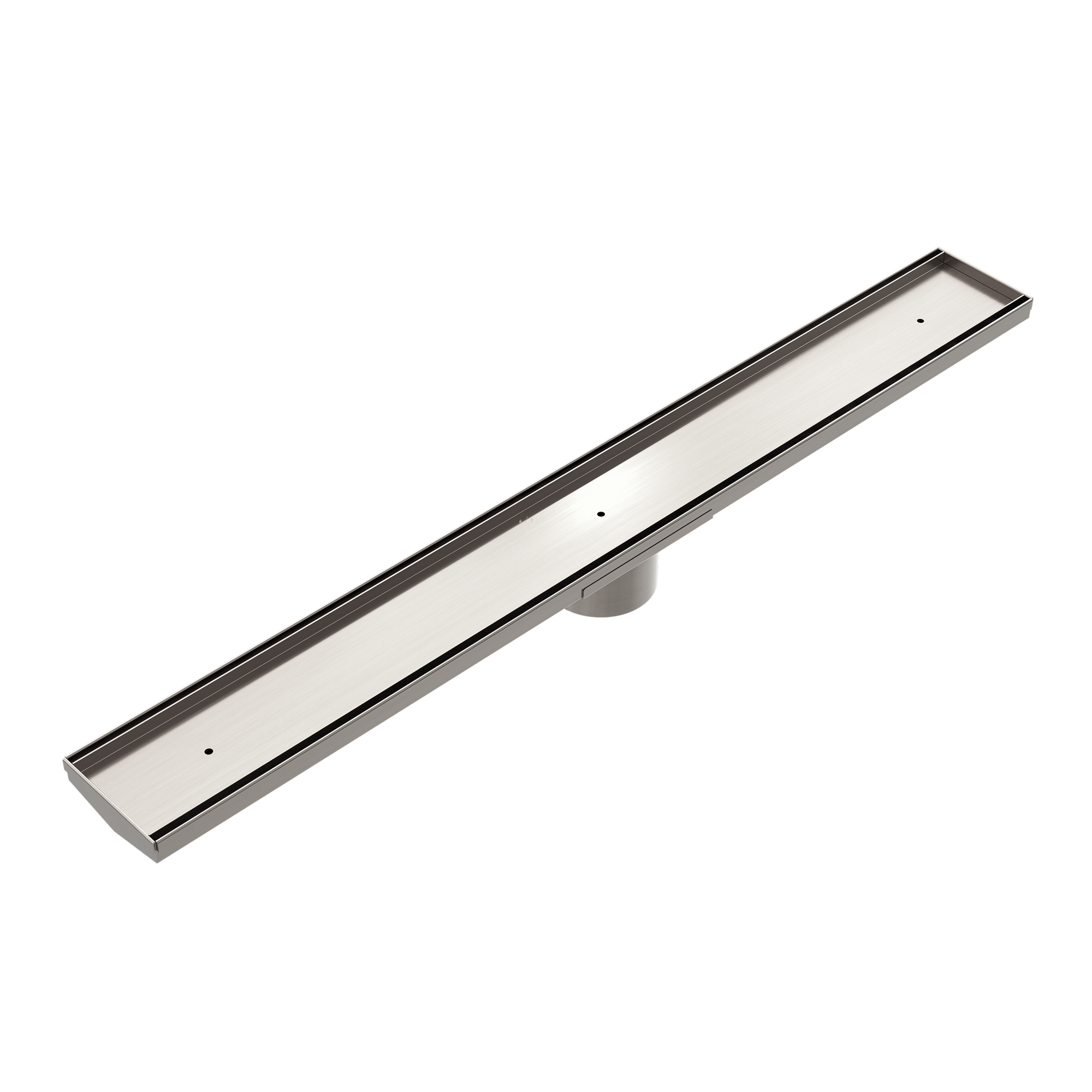 Tile Insert V Channel 900x106mm Floor Grate 80mm Outlet Brushed Nickel