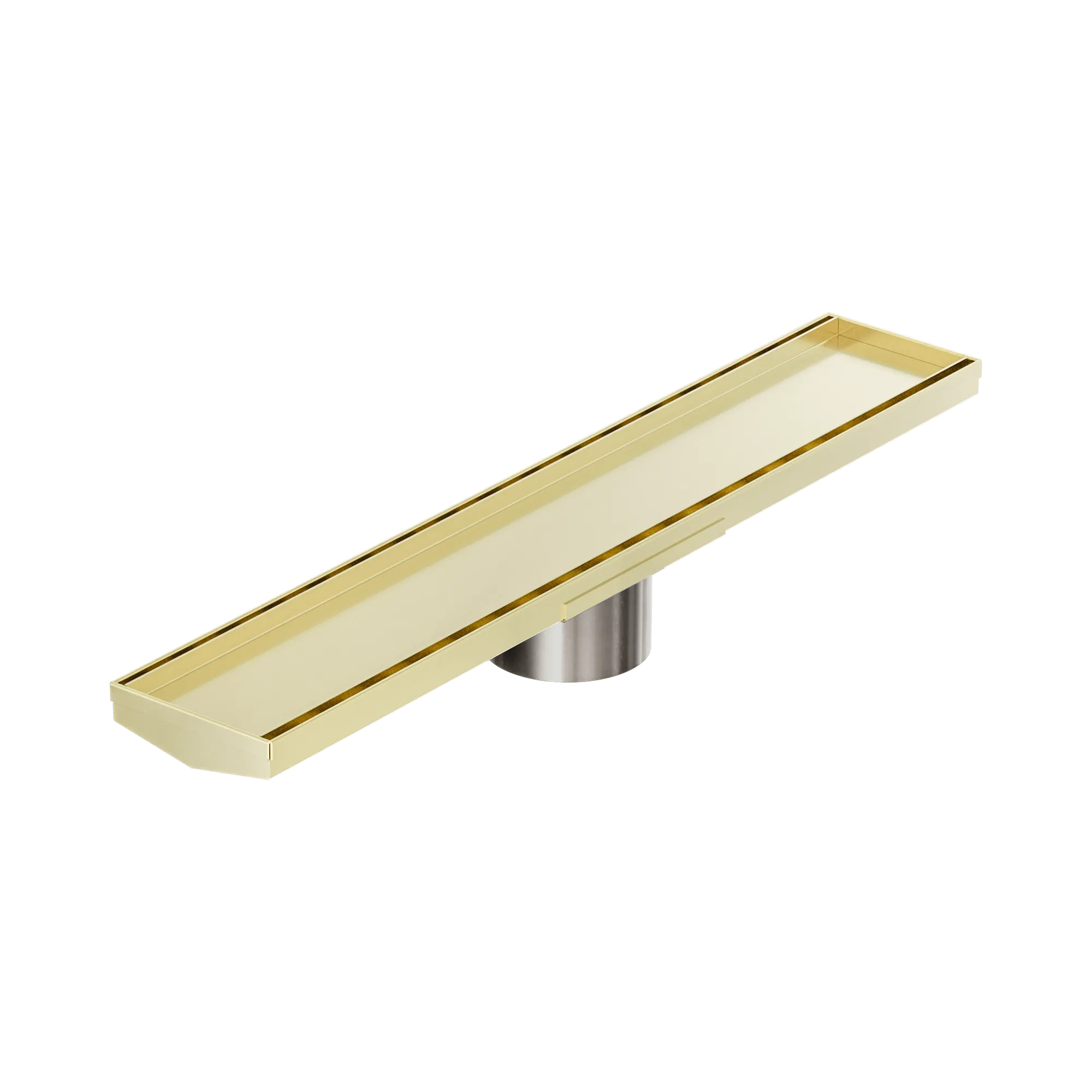 Tile Insert V Channel 600x106mm Floor Grate 90mm Outlet Brushed Gold