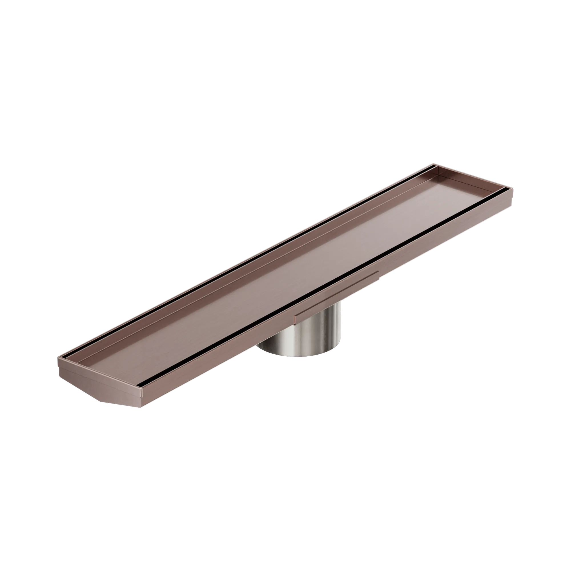 Tile Insert V Channel 600x106mm Floor Grate 90mm Outlet Brushed Bronze