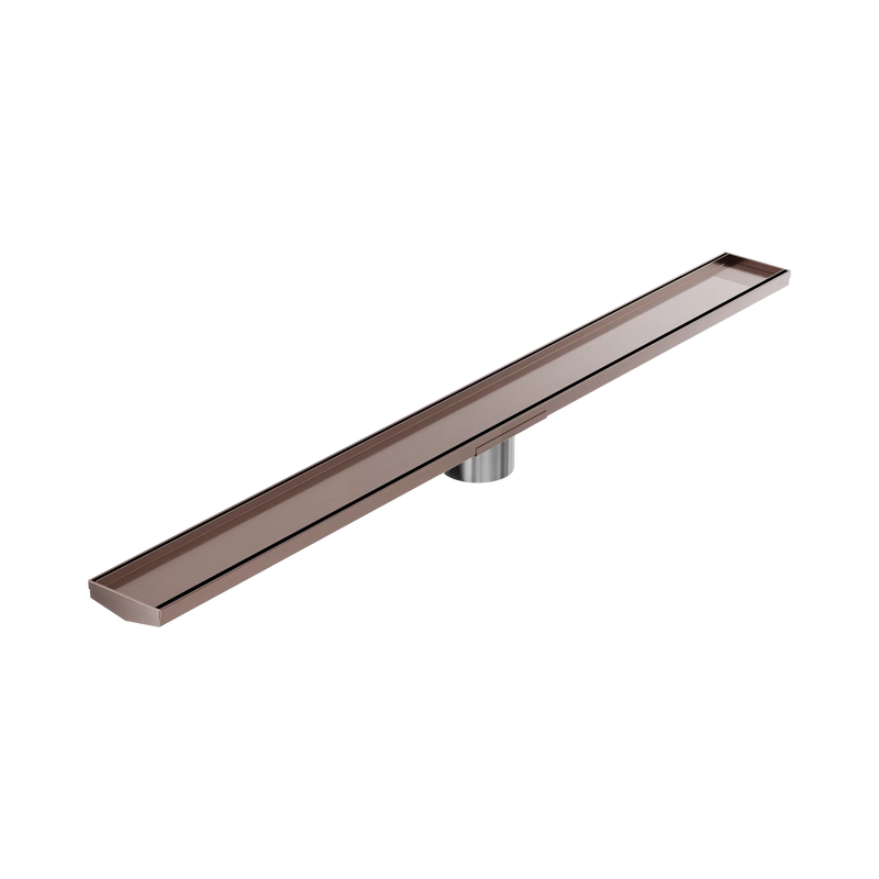 Tile Insert V Channel 1200x106mm Floor Grate 90mm Outlet Brushed Bronze