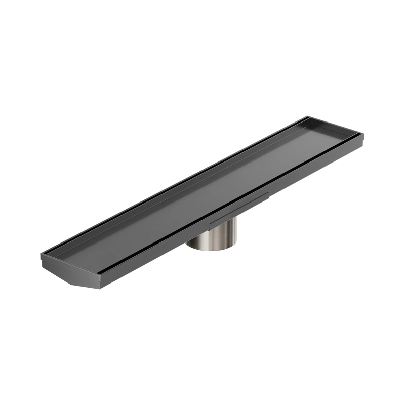 Tile Insert V Channel 600x106mm Floor Grate 80mm Outlet Gun Metal
