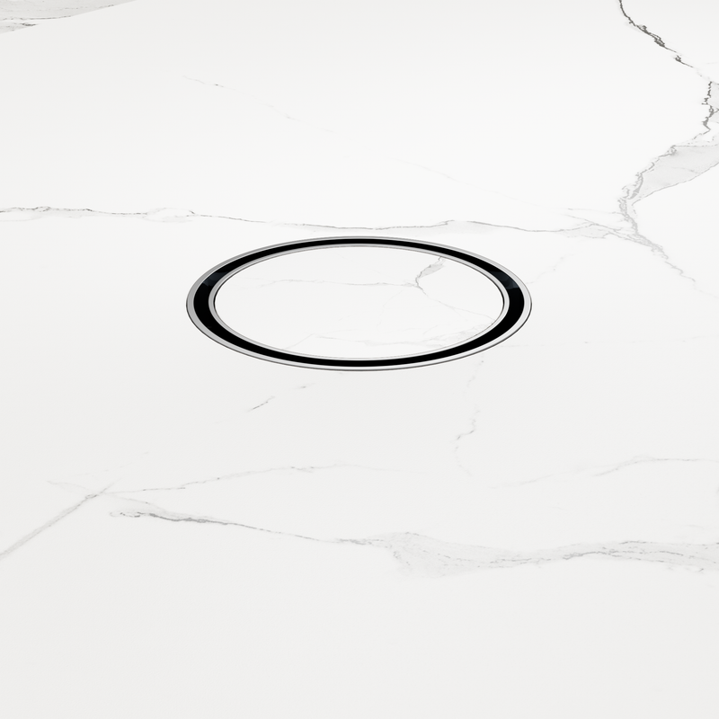 100mm Round Tile Insert Floor Waste 50mm Outlet Brushed Nickel
