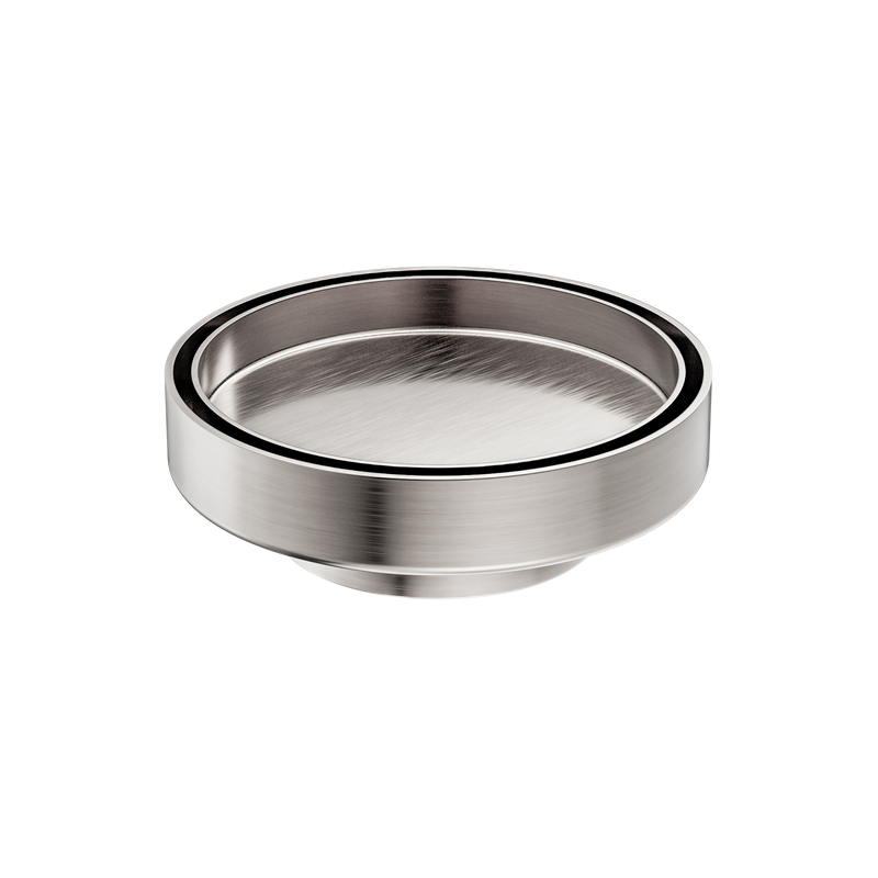 130mm Round Tile Insert Floor Waste 80mm Outlet Brushed Nickel