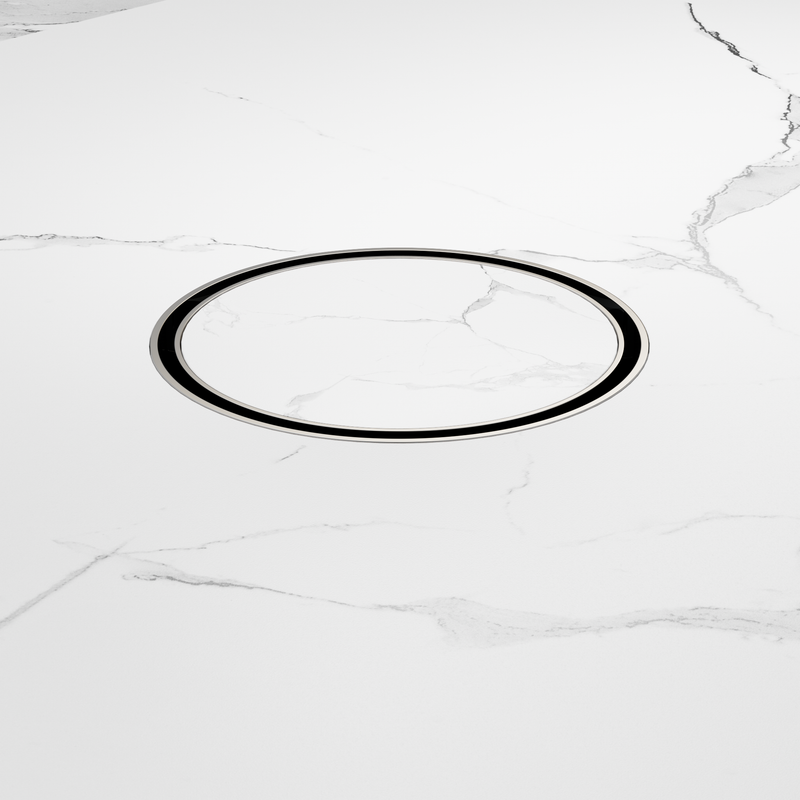 130mm Round Tile Insert Floor Waste 80mm Outlet Brushed Nickel