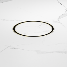 130mm Round Tile Insert Floor Waste 100mm Outlet Brushed Gold