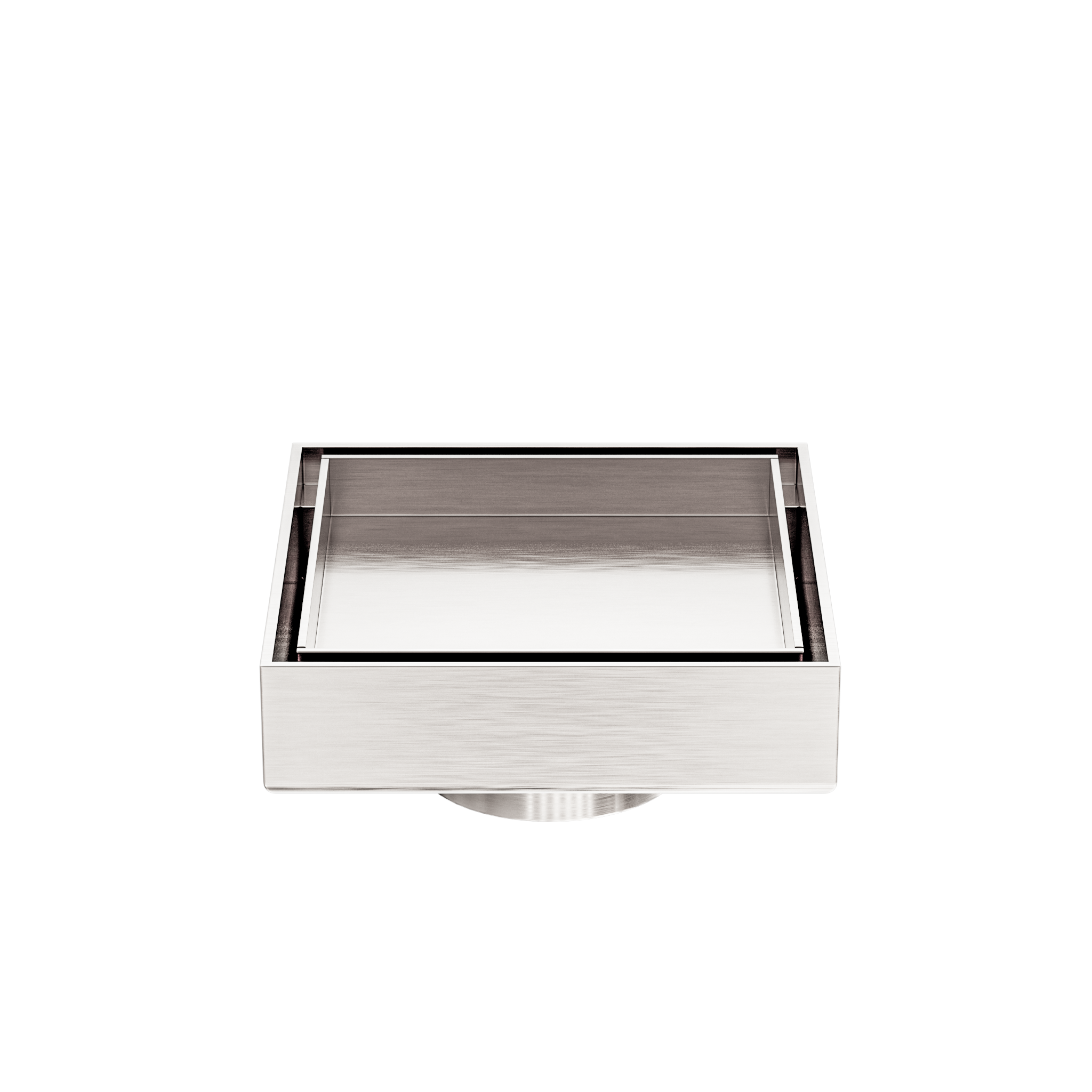 100mm Square Tile Insert Floor Waste 50mm Outlet Brushed Nickel