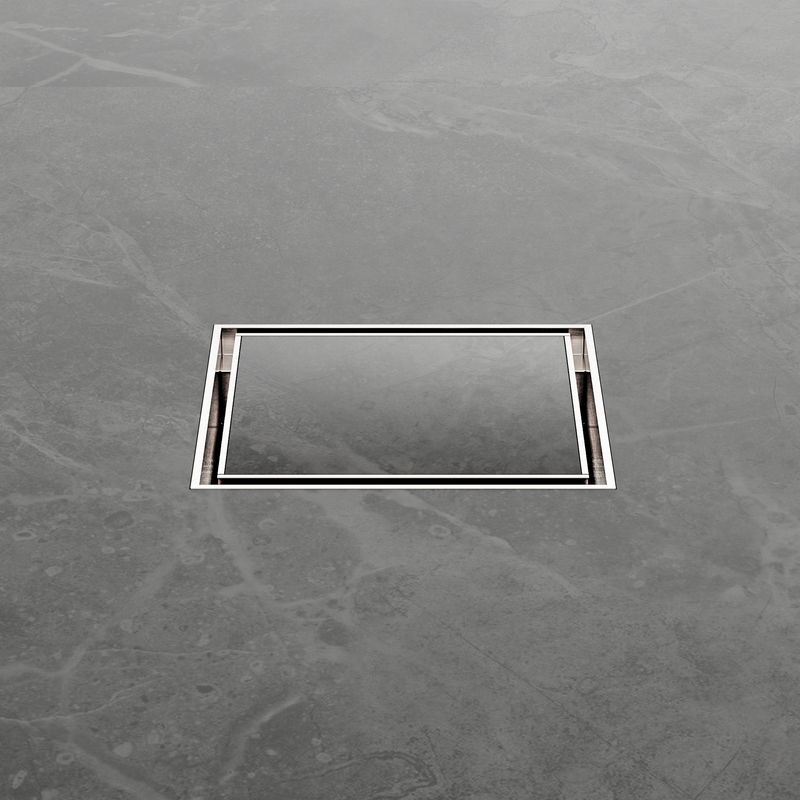 100mm Square Tile Insert Floor Waste 50mm Outlet Brushed Nickel