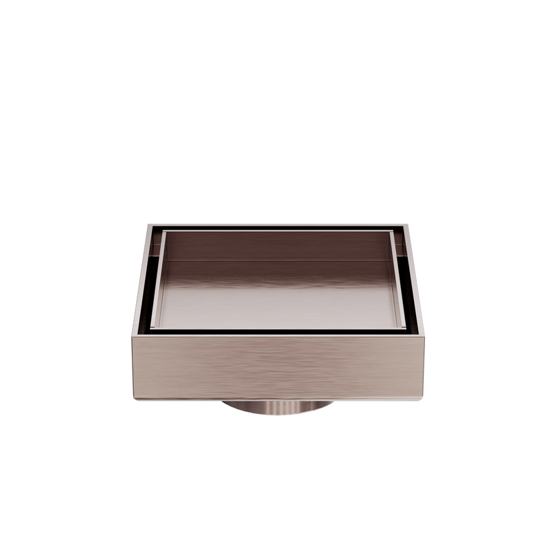 100mm Square Tile Insert Floor Waste 50mm Outlet Brushed Bronze