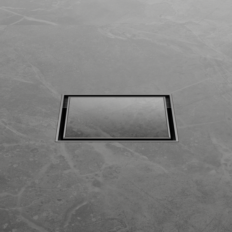 100mm Square Tile Insert Floor Waste 50mm Outlet Gun Metal