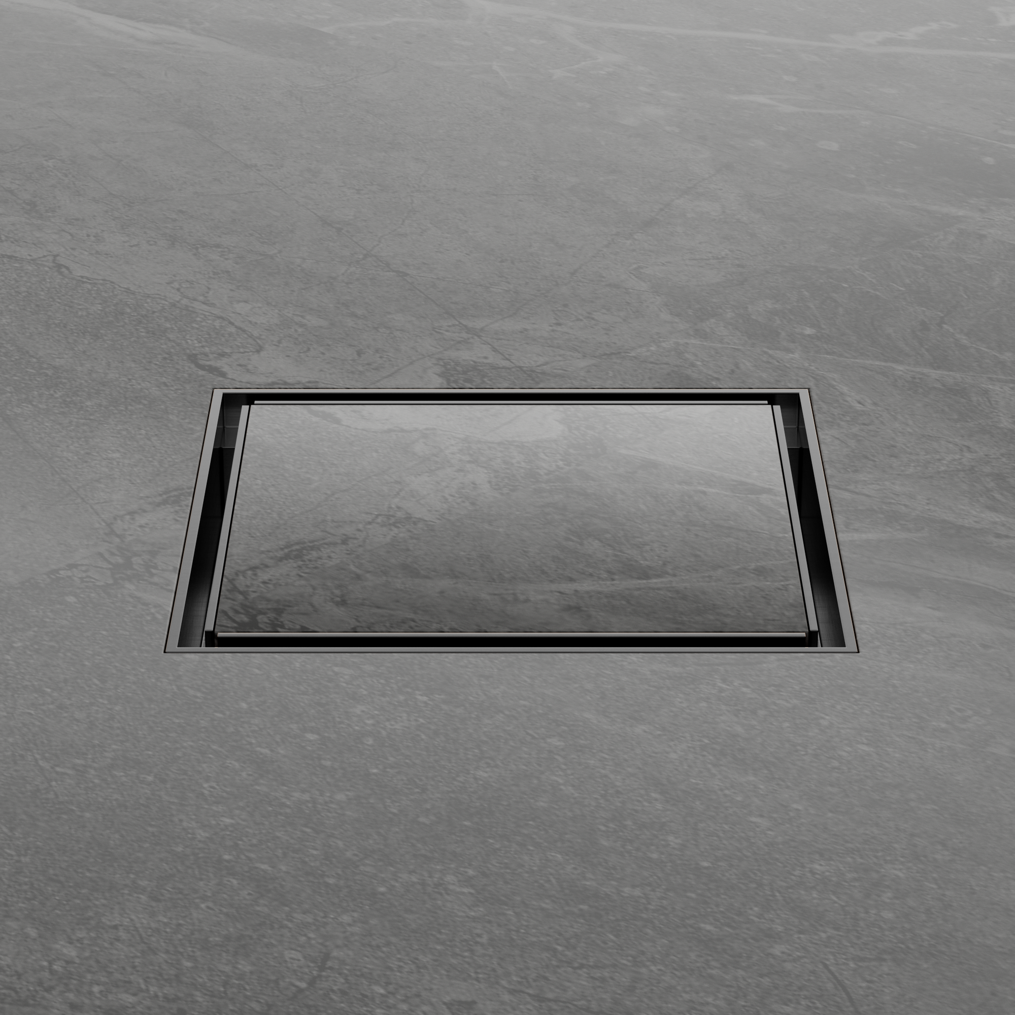 130mm Square Tile Insert Floor Waste 80mm Outlet Gun Metal