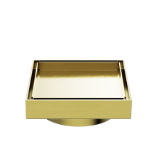 130mm Square Tile Insert Floor Waste 100mm Outlet Brushed Gold