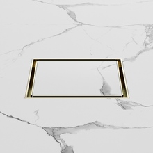 130mm Square Tile Insert Floor Waste 100mm Outlet Brushed Gold