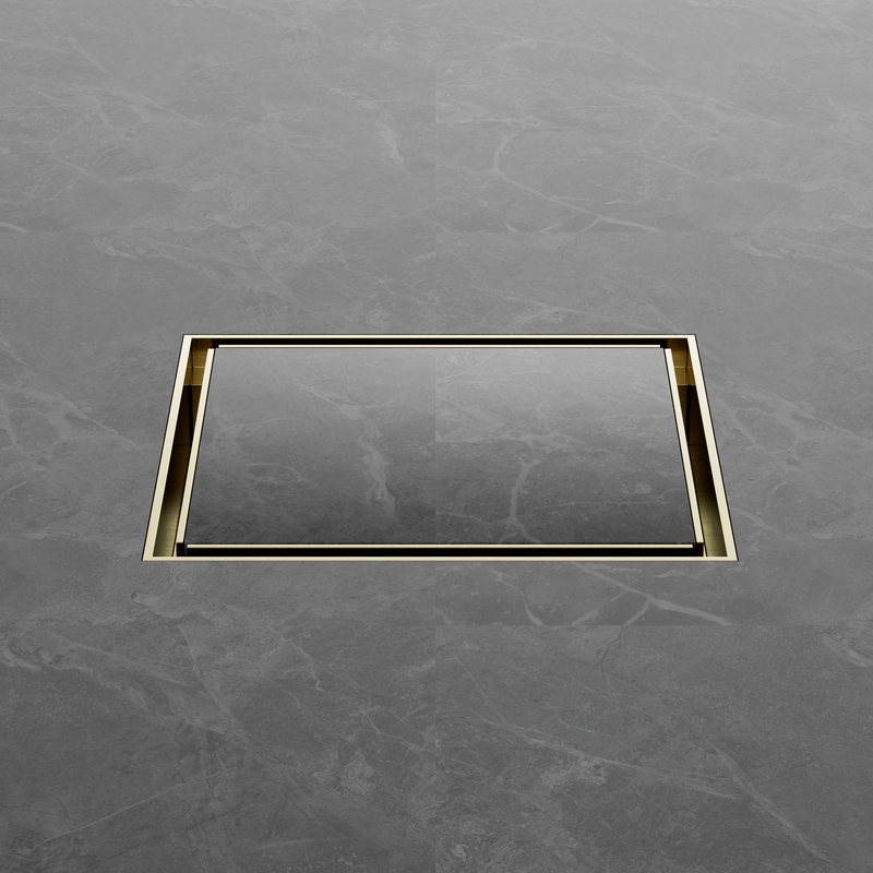 130mm Square Tile Insert Floor Waste 100mm Outlet Brushed Gold