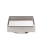 130mm Square Tile Insert Floor Waste 100mm Outlet Brushed Nickel