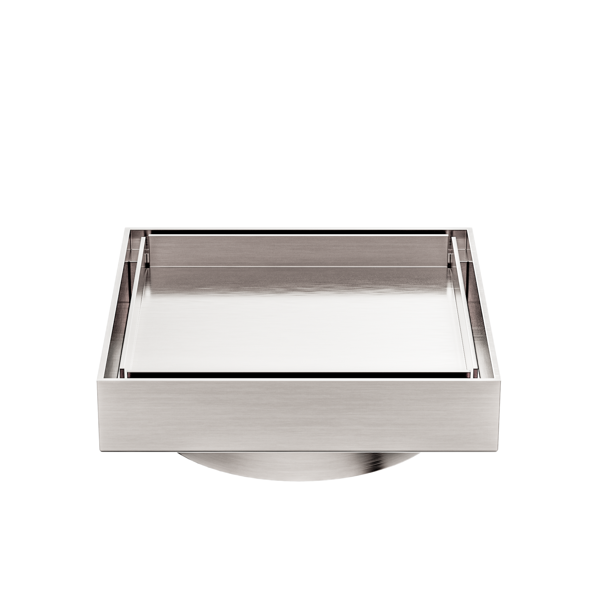 130mm Square Tile Insert Floor Waste 100mm Outlet Brushed Nickel