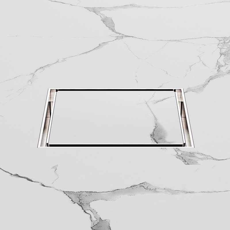 130mm Square Tile Insert Floor Waste 100mm Outlet Brushed Nickel