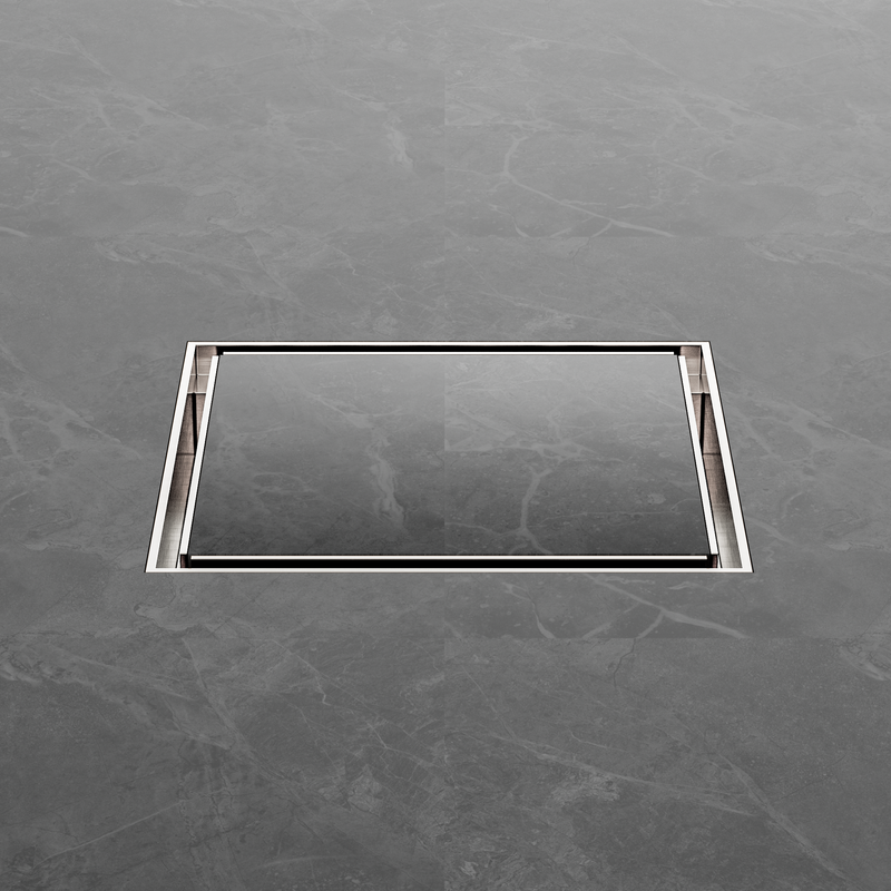 130mm Square Tile Insert Floor Waste 100mm Outlet Brushed Nickel