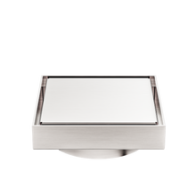 130mm Square Tile Insert Floor Waste 100mm Outlet Brushed Nickel