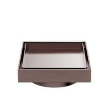 130mm Square Tile Insert Floor Waste 100mm Outlet Brushed Bronze