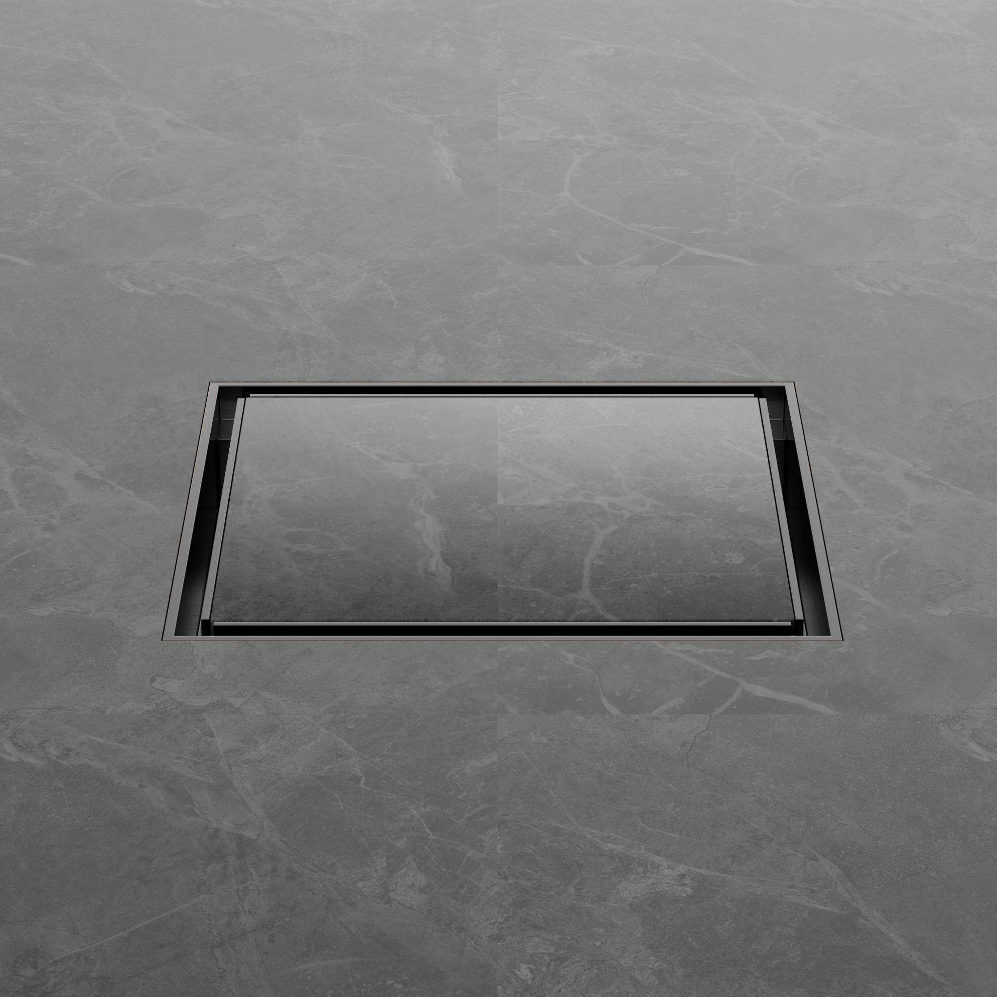 130mm Square Tile Insert Floor Waste 100mm Outlet Gun Metal