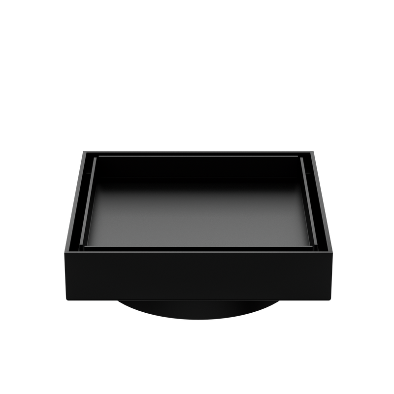 130mm Square Tile Insert Floor Waste 100mm Outlet Matte Black